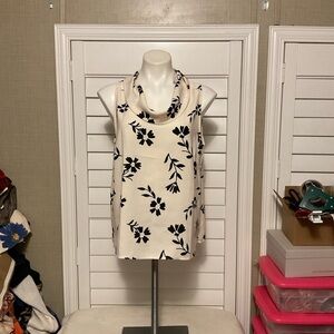 Ann Taylor Factory Black and White Floral Blouse